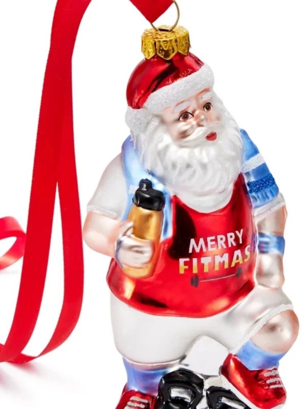 Holiday Lane Merry Fitmas Sports Santa Ornament Christmas Tree Gym Workout Decor